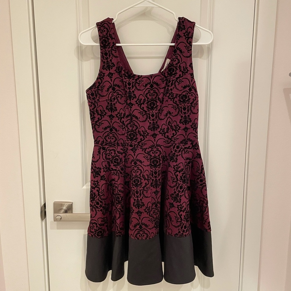 EUC - Mystic Dress, plum color with black embroidery, size M